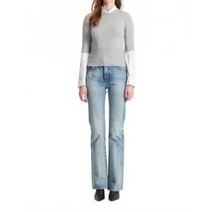 NEW THEO THE LABEL echo ruched sleeve shirt in white